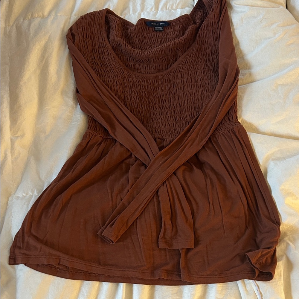 American Eagle Outfitters Brown Long Sleeve Top